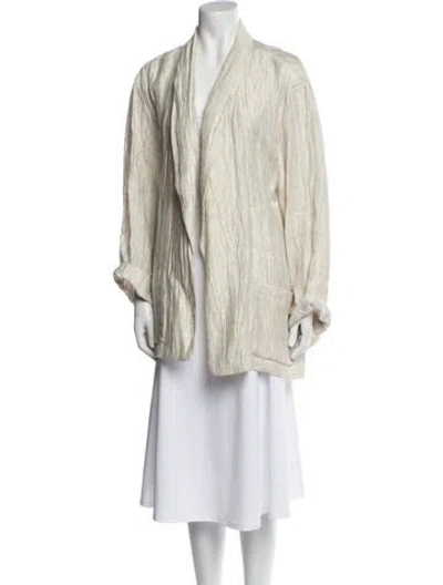 Pre-owned Lafayette 148 Linen Faux Fur Jacket In Neutral