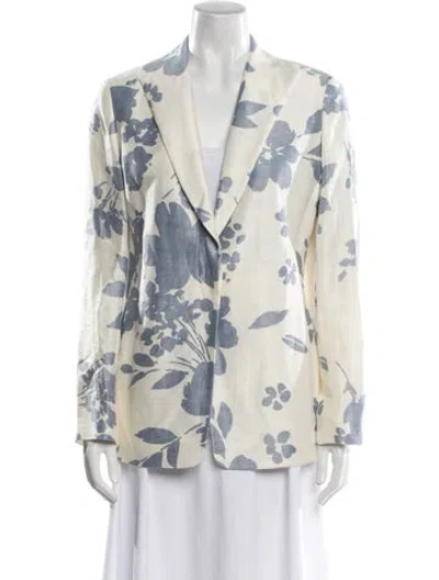 Pre-owned Lafayette 148 Linen Floral Print Blazer In Neutral