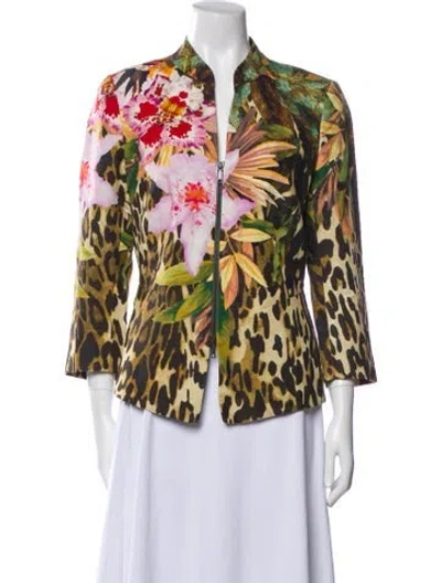 Pre-owned Lafayette 148 Linen Floral Print Jacket In Neutral