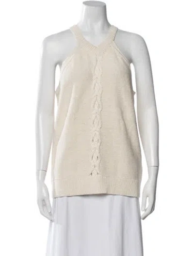 Pre-owned Lafayette 148 Linen Halterneck Sweater In Neutrals