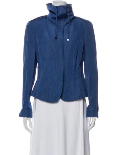 Pre-owned Lafayette 148 Linen Jacket In Blue