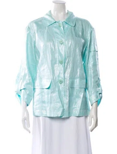Pre-owned Lafayette 148 Linen Jacket In Blue