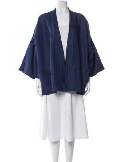 Pre-owned Lafayette 148 Linen Jacket In Blue