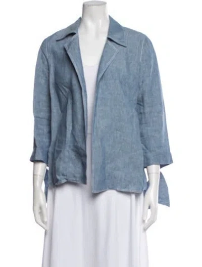 Pre-owned Lafayette 148 Linen Jacket In Blue