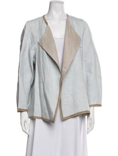 Pre-owned Lafayette 148 Linen Jacket In Blue