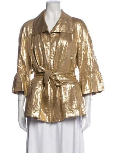Pre-owned Lafayette 148 Linen Jacket In Gold/metallic