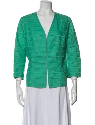 Pre-owned Lafayette 148 Linen Jacket In Green