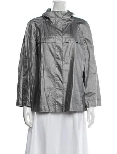 Pre-owned Lafayette 148 Linen Jacket In Metallic/silver