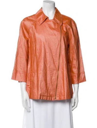 Pre-owned Lafayette 148 Linen Jacket In Orange
