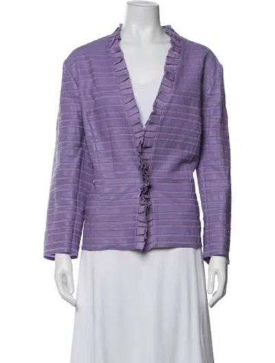 Pre-owned Lafayette 148 Linen Jacket In Purple