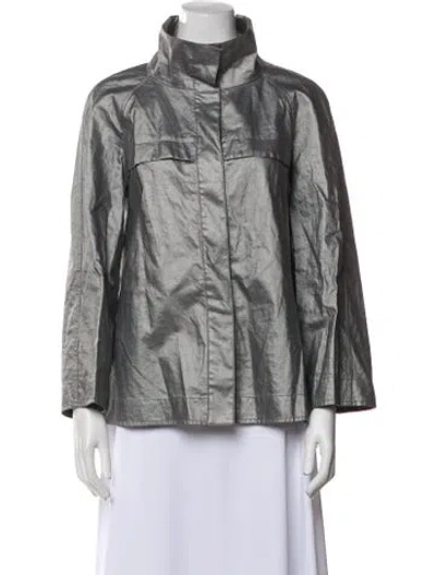 Pre-owned Lafayette 148 Linen Jacket In Silver