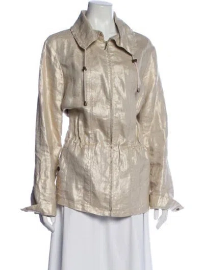 Pre-owned Lafayette 148 Linen Jacket In Silver