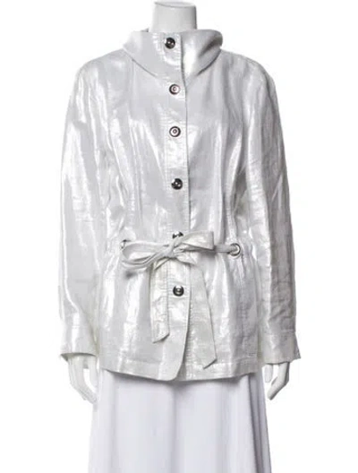 Pre-owned Lafayette 148 Linen Jacket In Silver