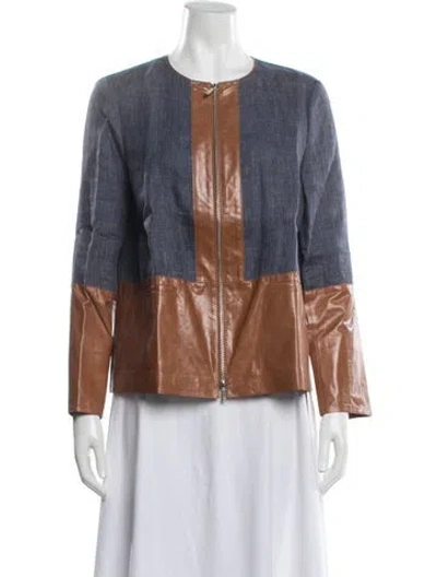 Pre-owned Lafayette 148 Linen Jacket W/ Tags In Blue