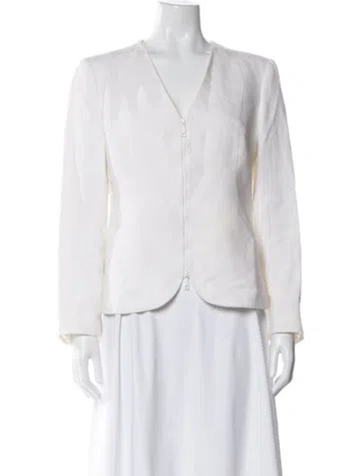 Pre-owned Lafayette 148 Linen Jacket In White