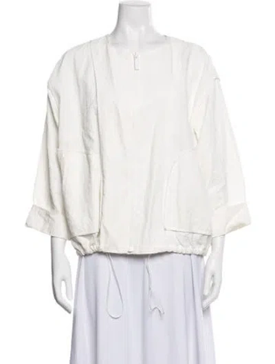 Pre-owned Lafayette 148 Linen Jacket In White