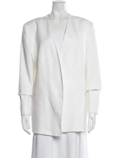 Pre-owned Lafayette 148 Linen Jacket In White