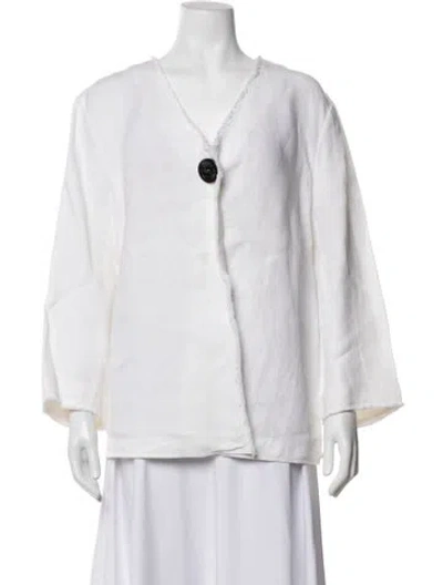 Pre-owned Lafayette 148 Linen Jacket In White