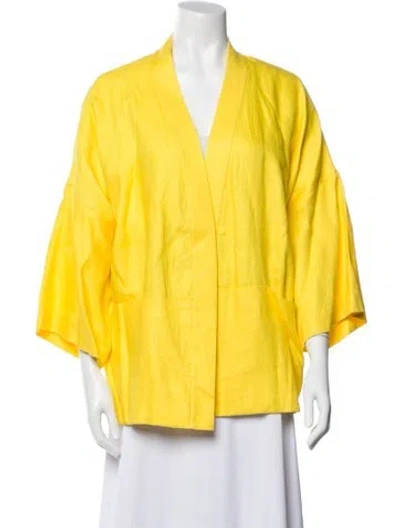 Pre-owned Lafayette 148 Linen Jacket In Yellow