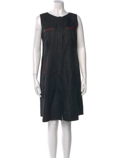 Pre-owned Lafayette 148 Linen Knee-length Dress In Black
