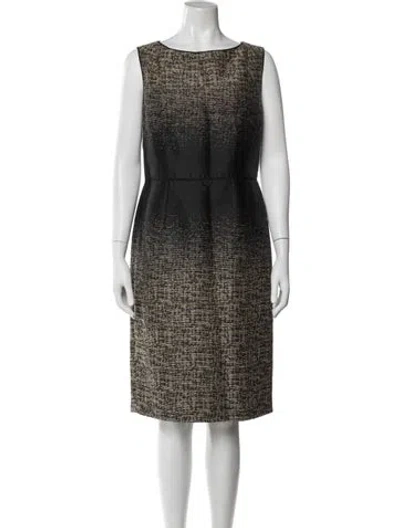 Pre-owned Lafayette 148 Linen Knee-length Dress In Black