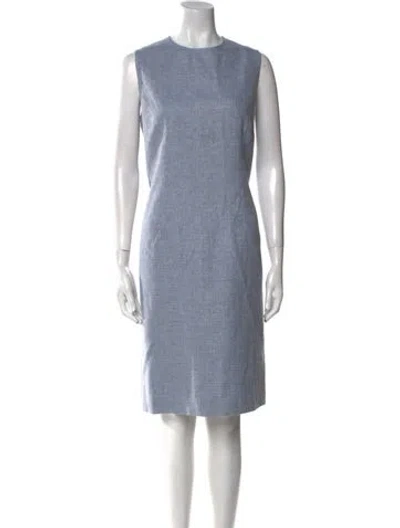 Pre-owned Lafayette 148 Linen Knee-length Dress In Blue
