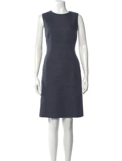 Pre-owned Lafayette 148 Linen Knee-length Dress In Blue