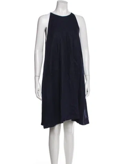 Pre-owned Lafayette 148 Linen Knee-length Dress In Blue
