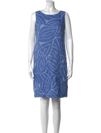 Pre-owned Lafayette 148 Linen Knee-length Dress In Blue