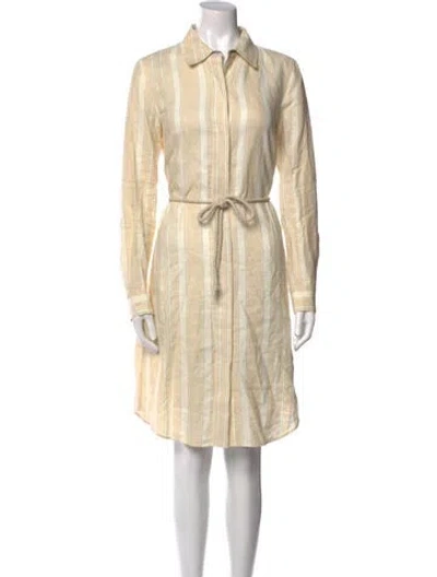 Pre-owned Lafayette 148 Linen Knee-length Dress In Neutral
