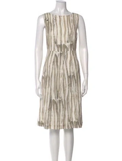 Pre-owned Lafayette 148 Linen Knee-length Dress In Neutral