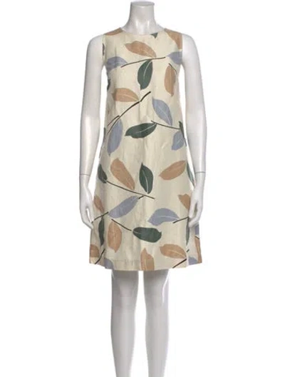 Pre-owned Lafayette 148 Linen Knee-length Dress In Neutral