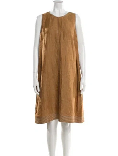 Pre-owned Lafayette 148 Linen Knee-length Dress In Orange