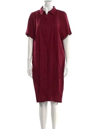 Pre-owned Lafayette 148 Linen Knee-length Dress In Red