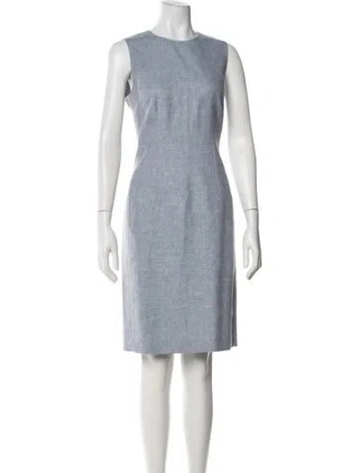 Pre-owned Lafayette 148 Linen Knee-length Dress W/ Tags In Blue