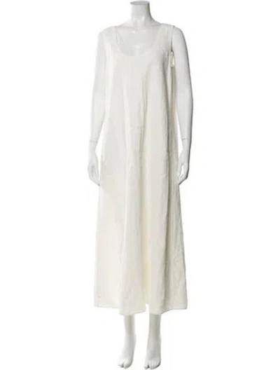 Pre-owned Lafayette 148 Linen Long Dress In Green
