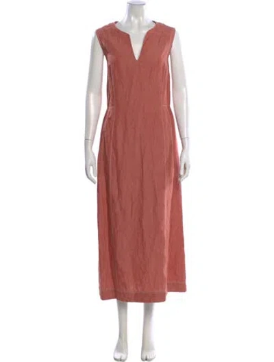 Pre-owned Lafayette 148 Linen Long Dress In Neutral