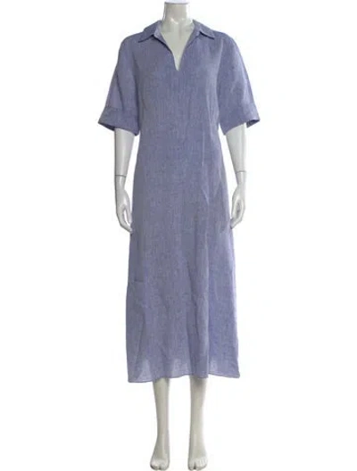Pre-owned Lafayette 148 Linen Long Dress In Purple
