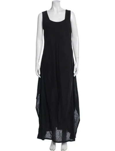 Pre-owned Lafayette 148 Linen Long Dress W/ Tags In Black