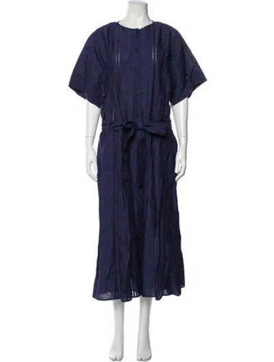 Pre-owned Lafayette 148 Linen Long Dress W/ Tags In Blue
