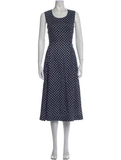 Pre-owned Lafayette 148 Linen Midi Length Dress In Blue