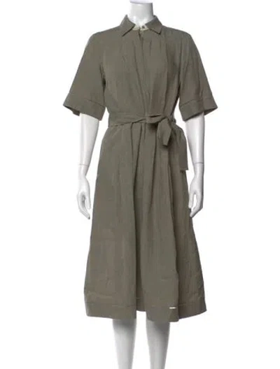 Pre-owned Lafayette 148 Linen Midi Length Dress In Green