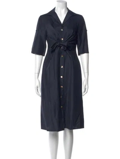 Pre-owned Lafayette 148 Linen Midi Length Dress In Neutral