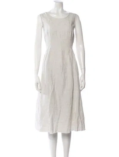 Pre-owned Lafayette 148 Linen Midi Length Dress In Neutral