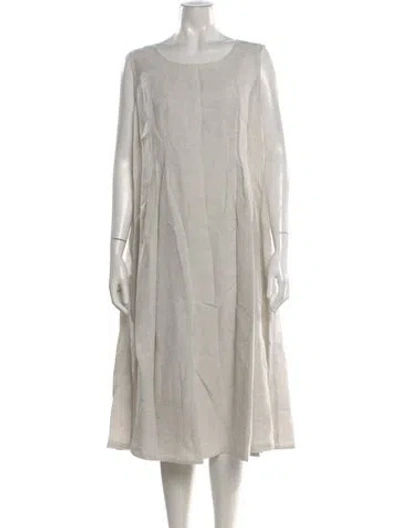Pre-owned Lafayette 148 Linen Midi Length Dress In Neutral