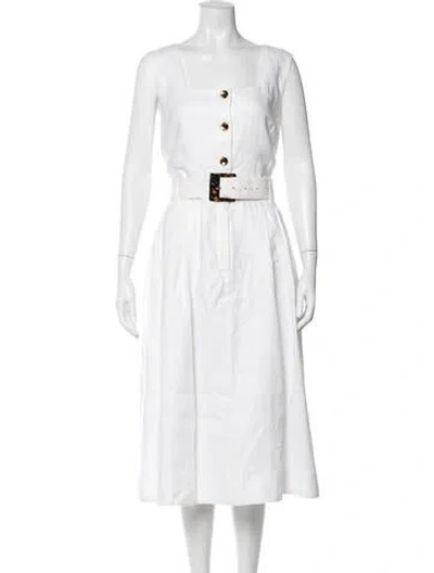 Pre-owned Lafayette 148 Linen Midi Length Dress In Neutral