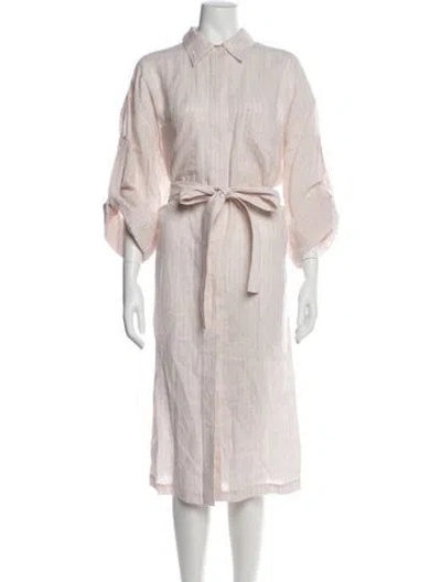 Pre-owned Lafayette 148 Linen Midi Length Dress In Purple
