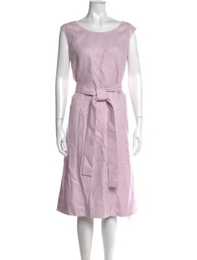 Pre-owned Lafayette 148 Linen Midi Length Dress In Purple