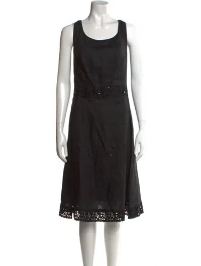 Pre-owned Lafayette 148 Linen Midi Length Dress W/ Tags In Black