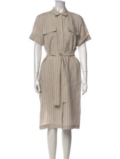 Pre-owned Lafayette 148 Linen Midi Length Dress W/ Tags In Gray